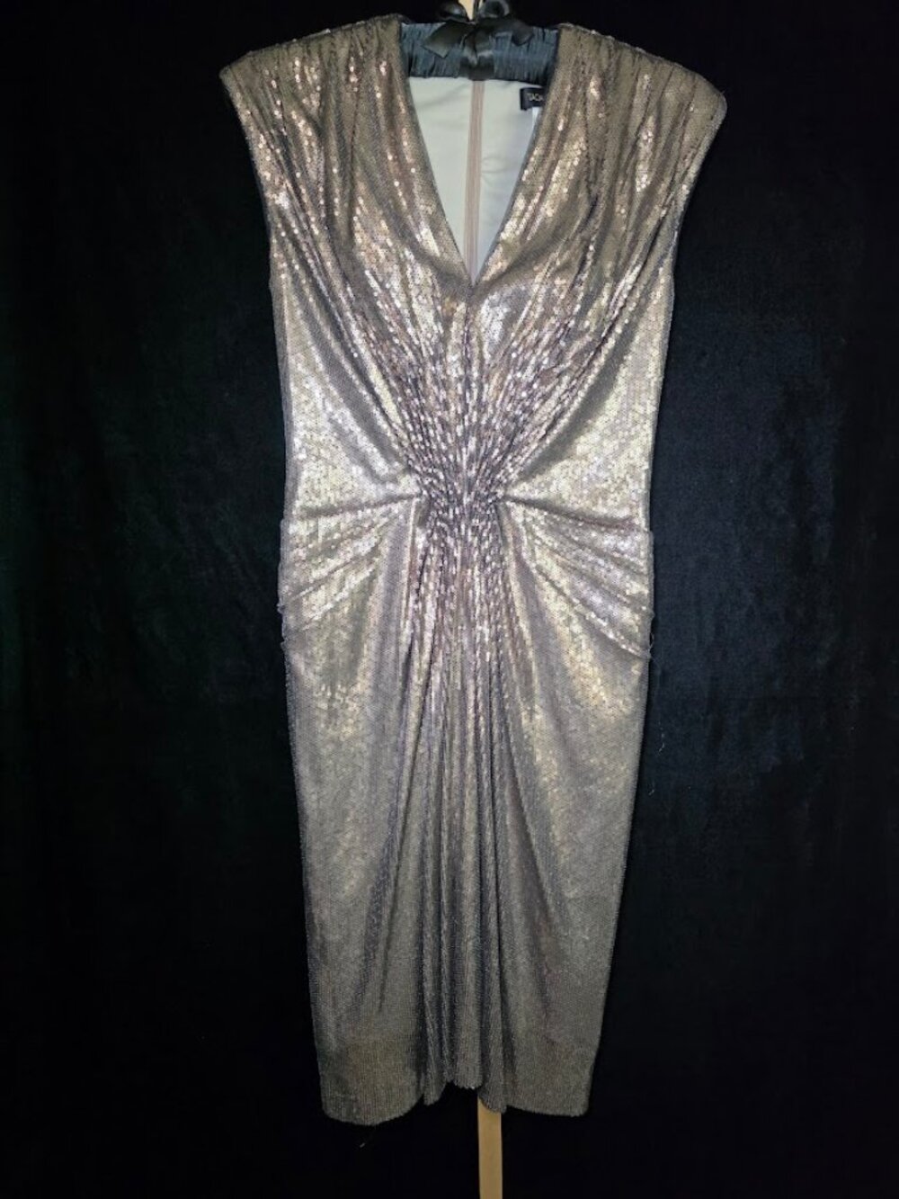 Tadashi Shoji Champagne Full Sequin Cocktail Dress 6